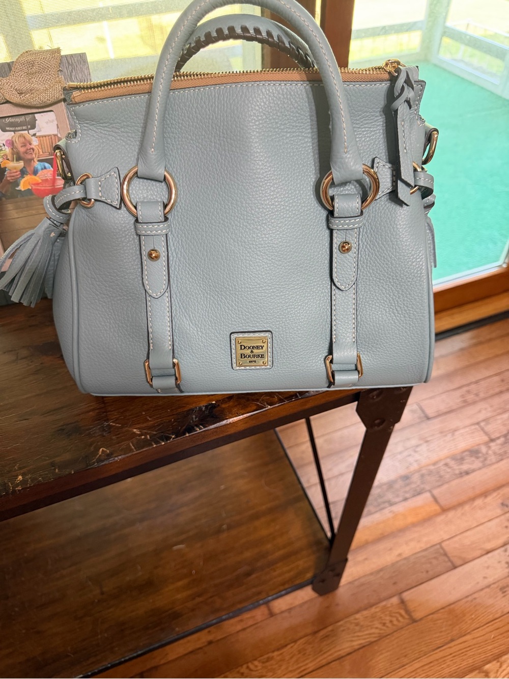 Dooney & Bourke Pebble Leather Satchel - rare Dusty Blue color *new with tags*